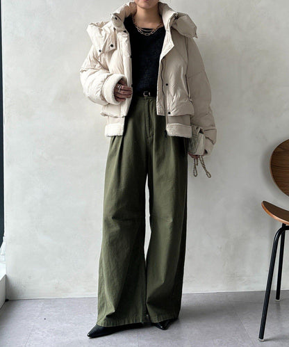 仿麂皮拼接羽絨服