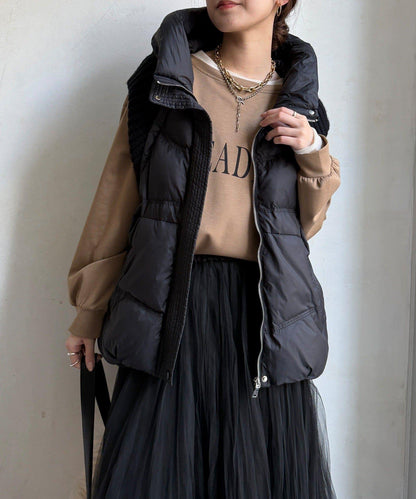針織拼接羽絨馬甲