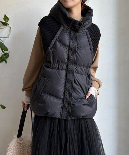 針織拼接羽絨馬甲