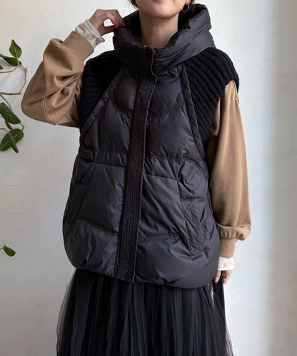 針織拼接羽絨馬甲