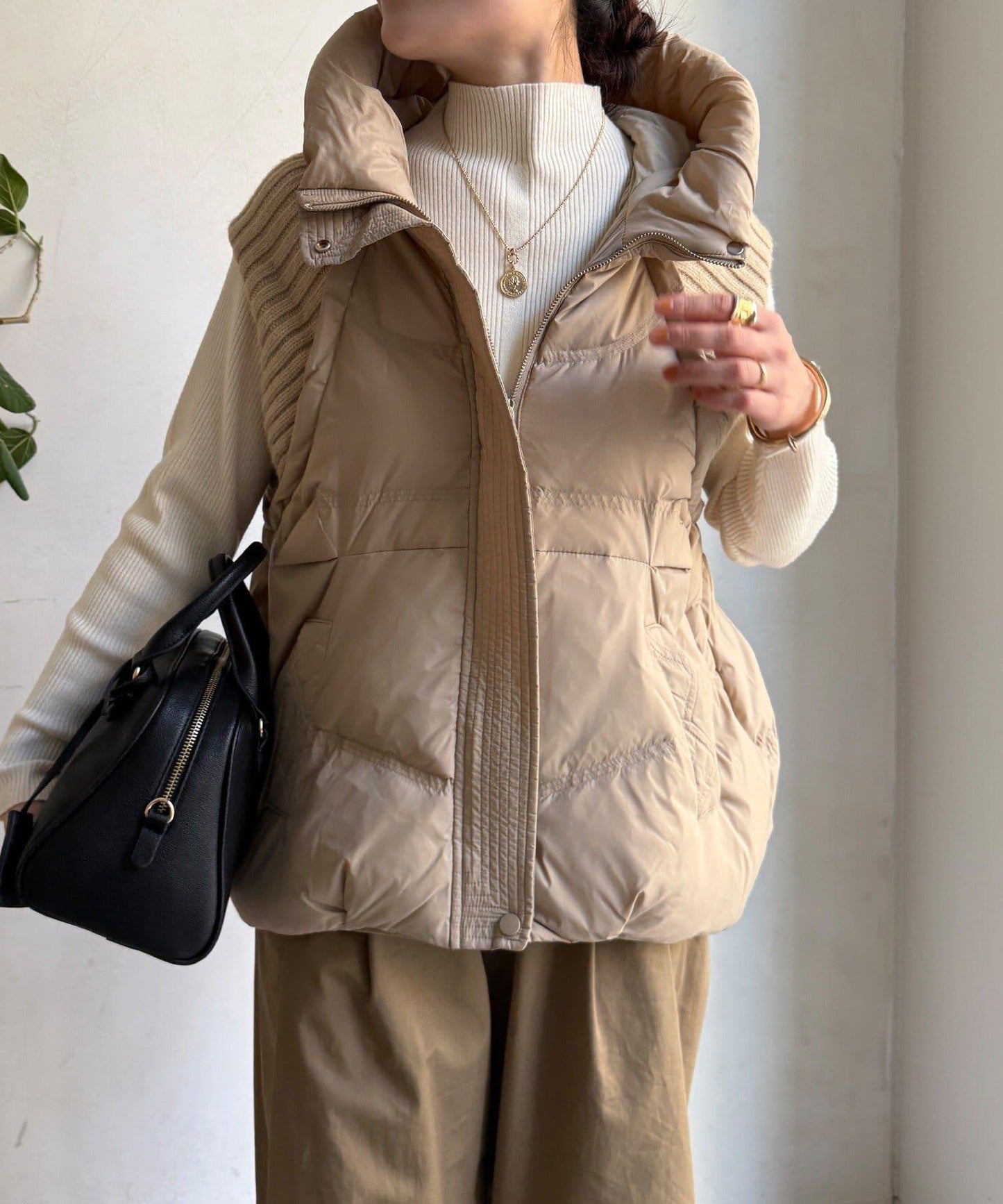 針織拼接羽絨馬甲