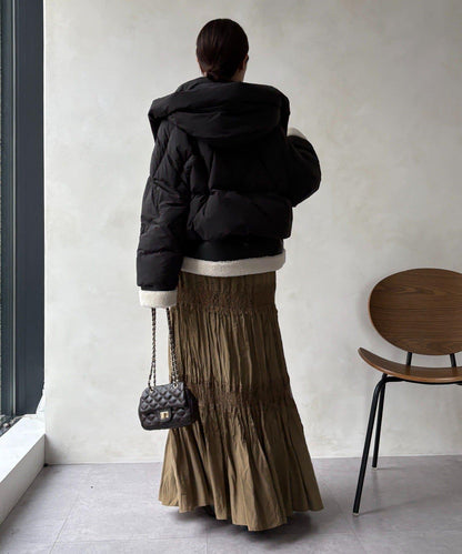 仿麂皮拼接羽絨服