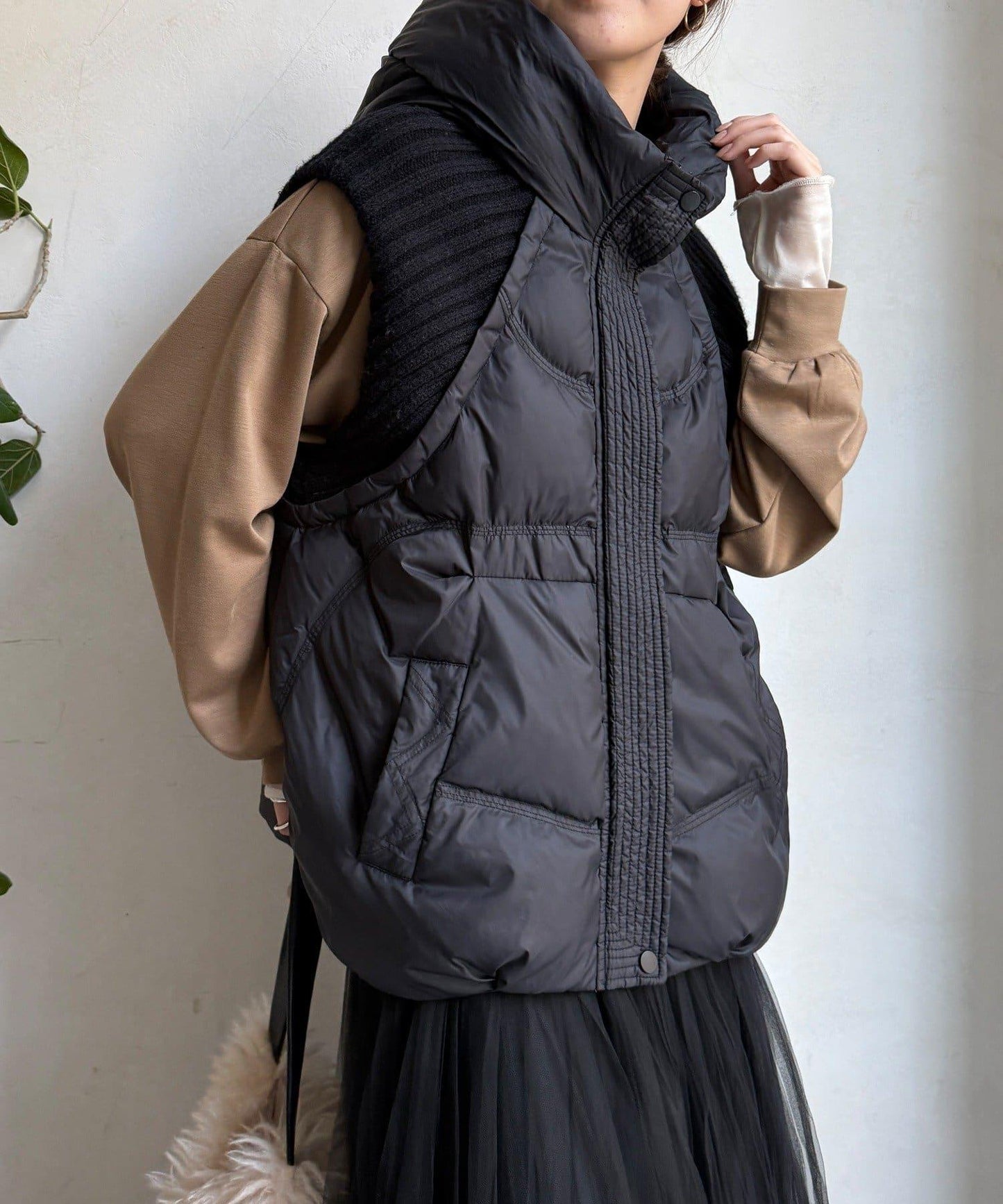 針織拼接羽絨馬甲