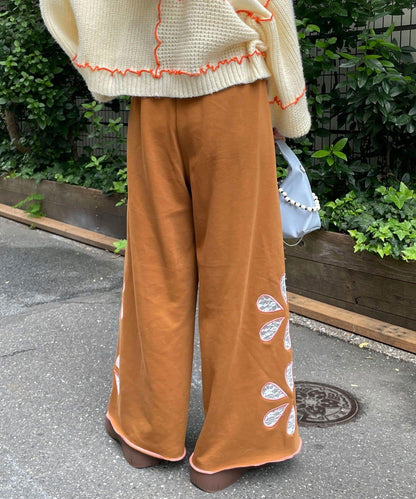 【HELLO.SANFRANCISCO/ハローサンフランシスコ】花卉剪裁寬鬆衛褲