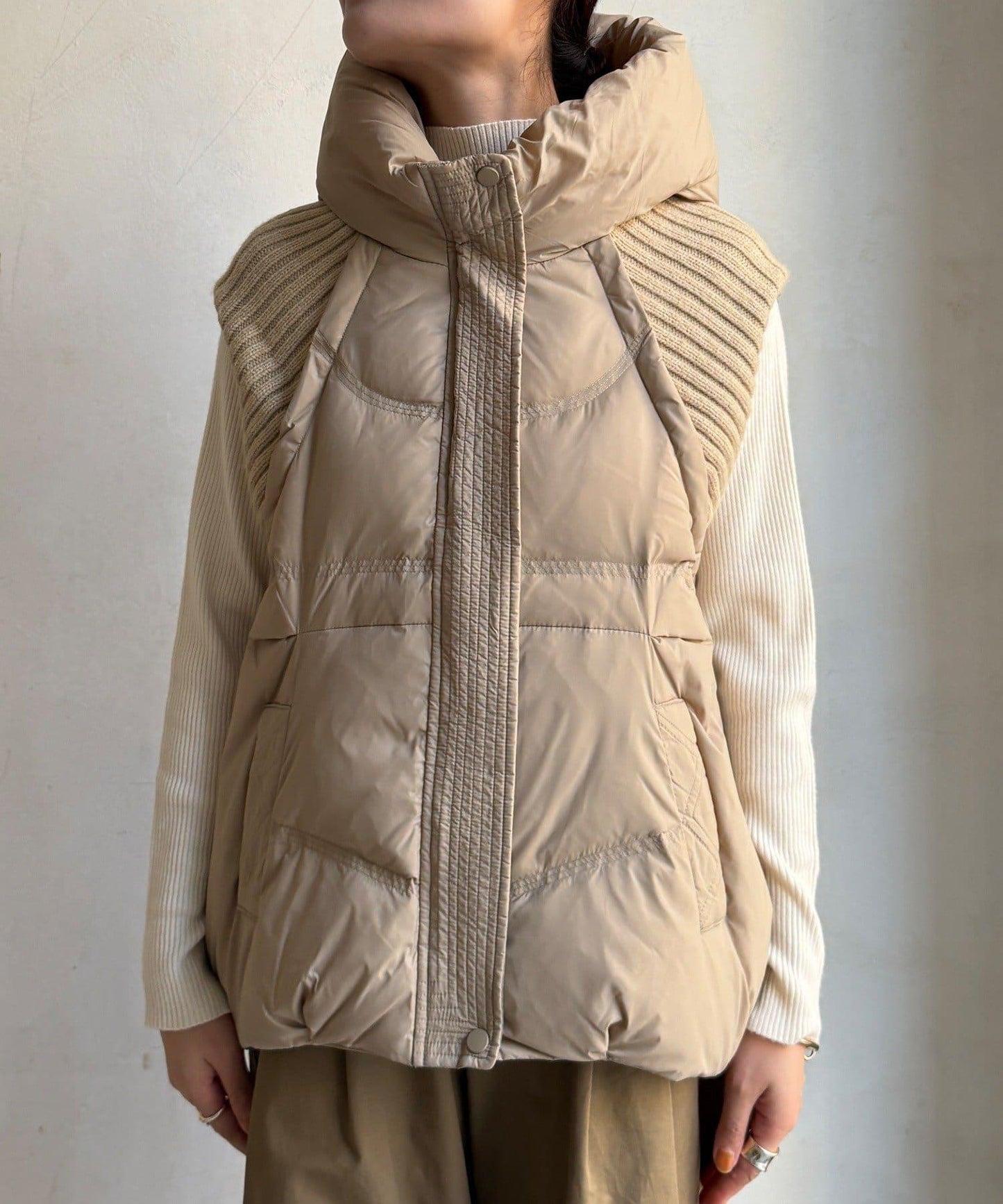 針織拼接羽絨馬甲