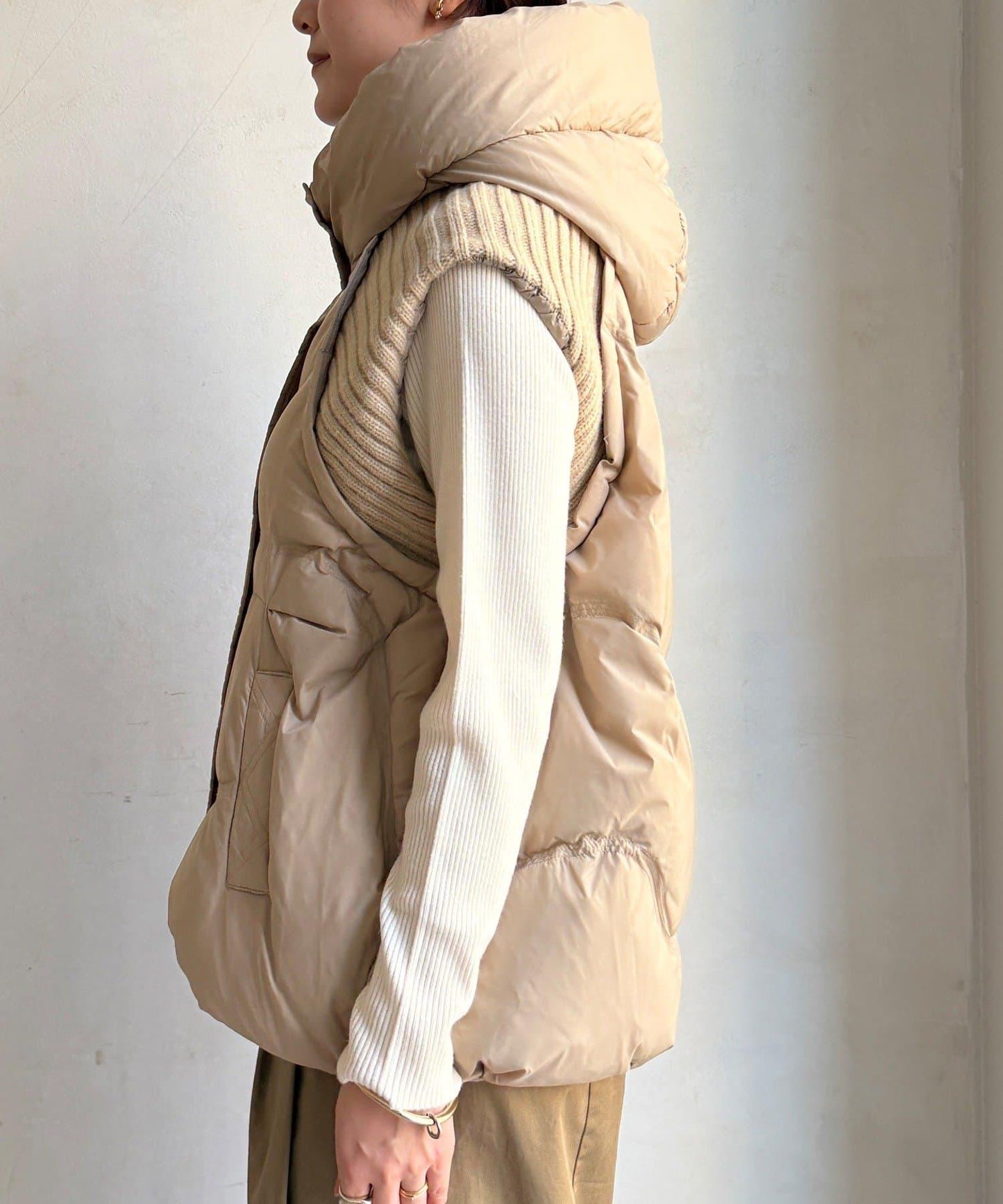 針織拼接羽絨馬甲