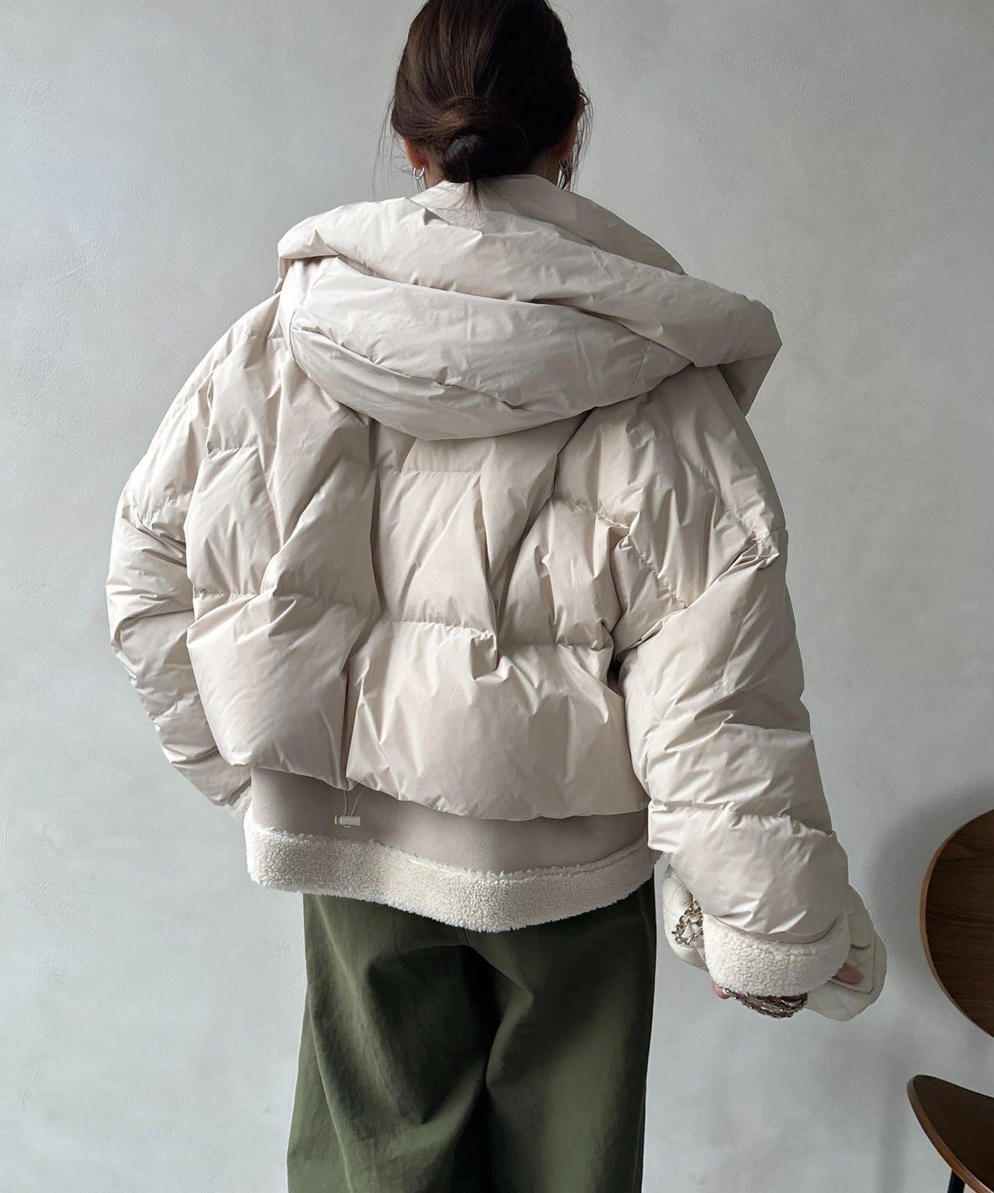 仿麂皮拼接羽絨服