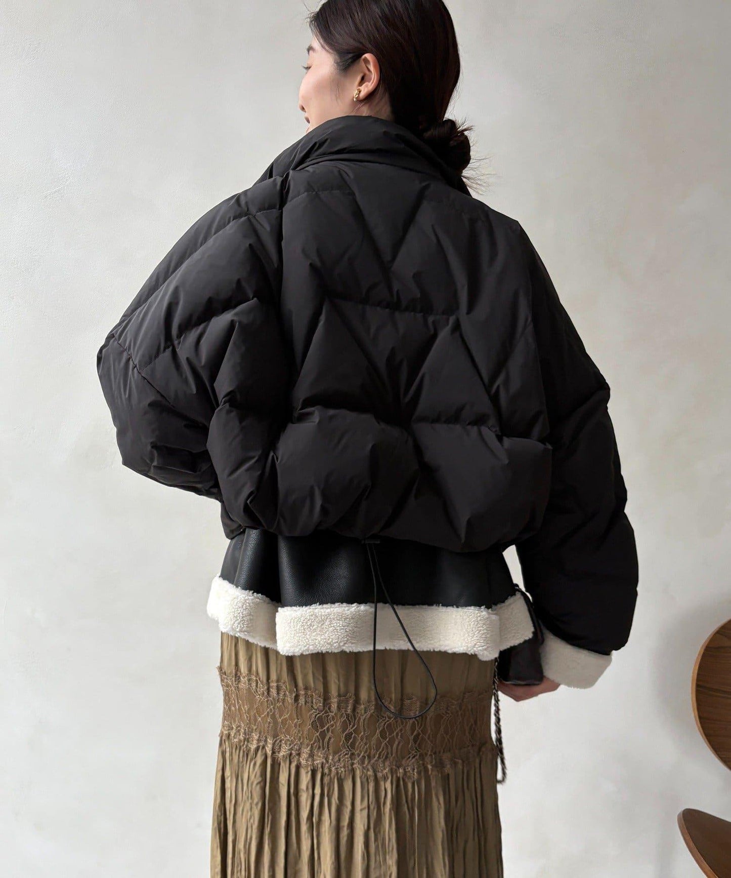 仿麂皮拼接羽絨服