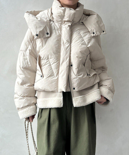 仿麂皮拼接羽絨服