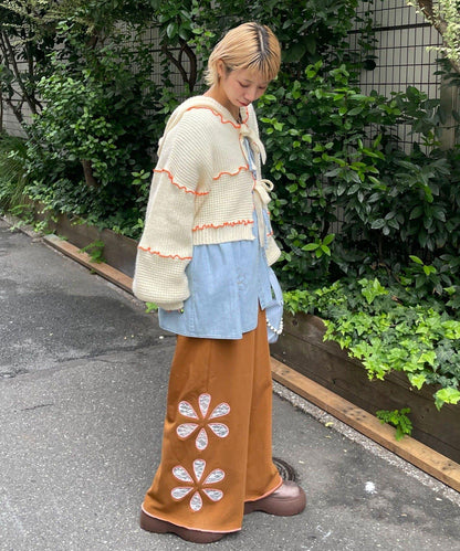 【HELLO.SANFRANCISCO/ハローサンフランシスコ】花卉剪裁寬鬆衛褲