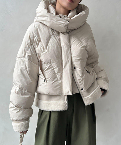 仿麂皮拼接羽絨服