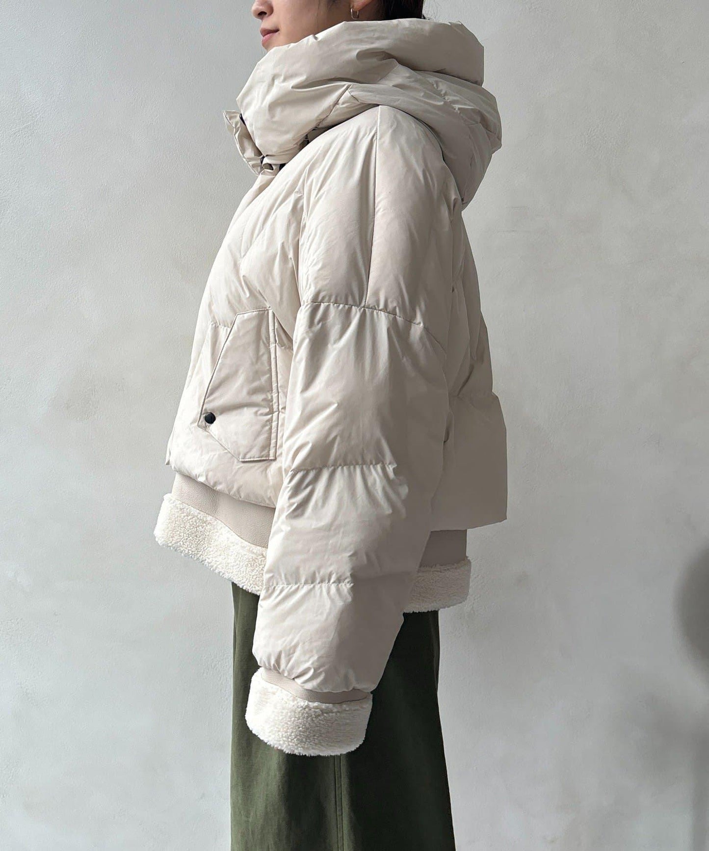 仿麂皮拼接羽絨服