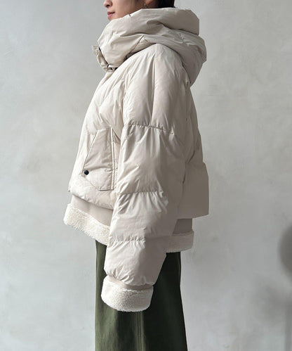 仿麂皮拼接羽絨服