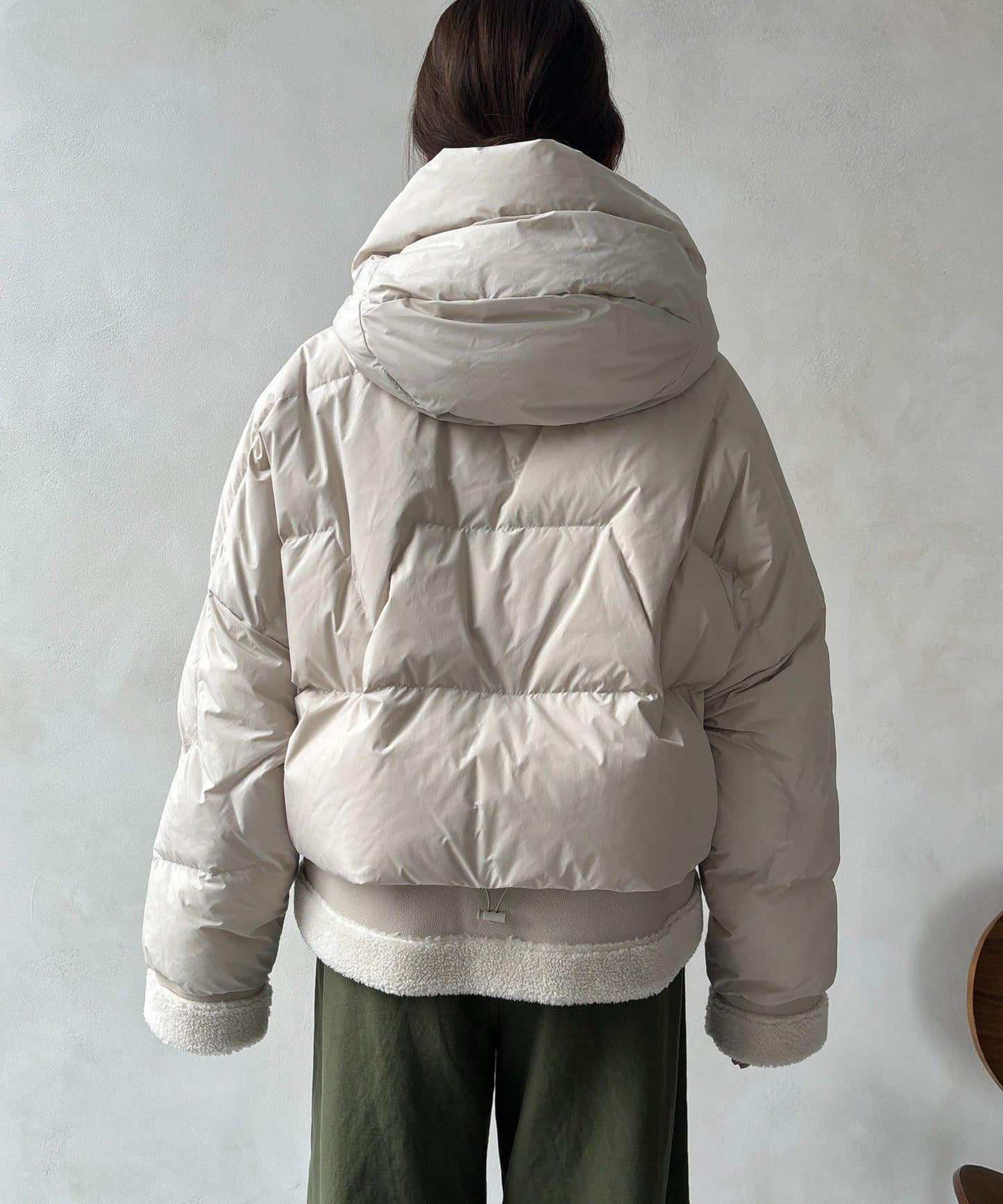 仿麂皮拼接羽絨服