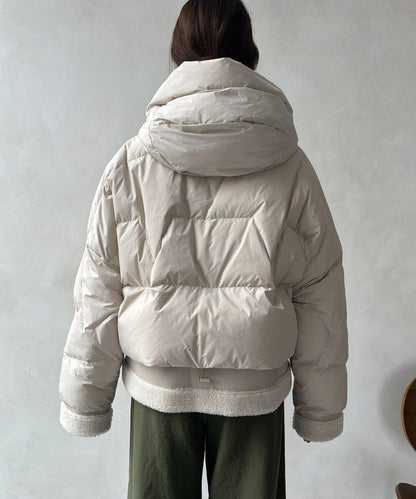 仿麂皮拼接羽絨服