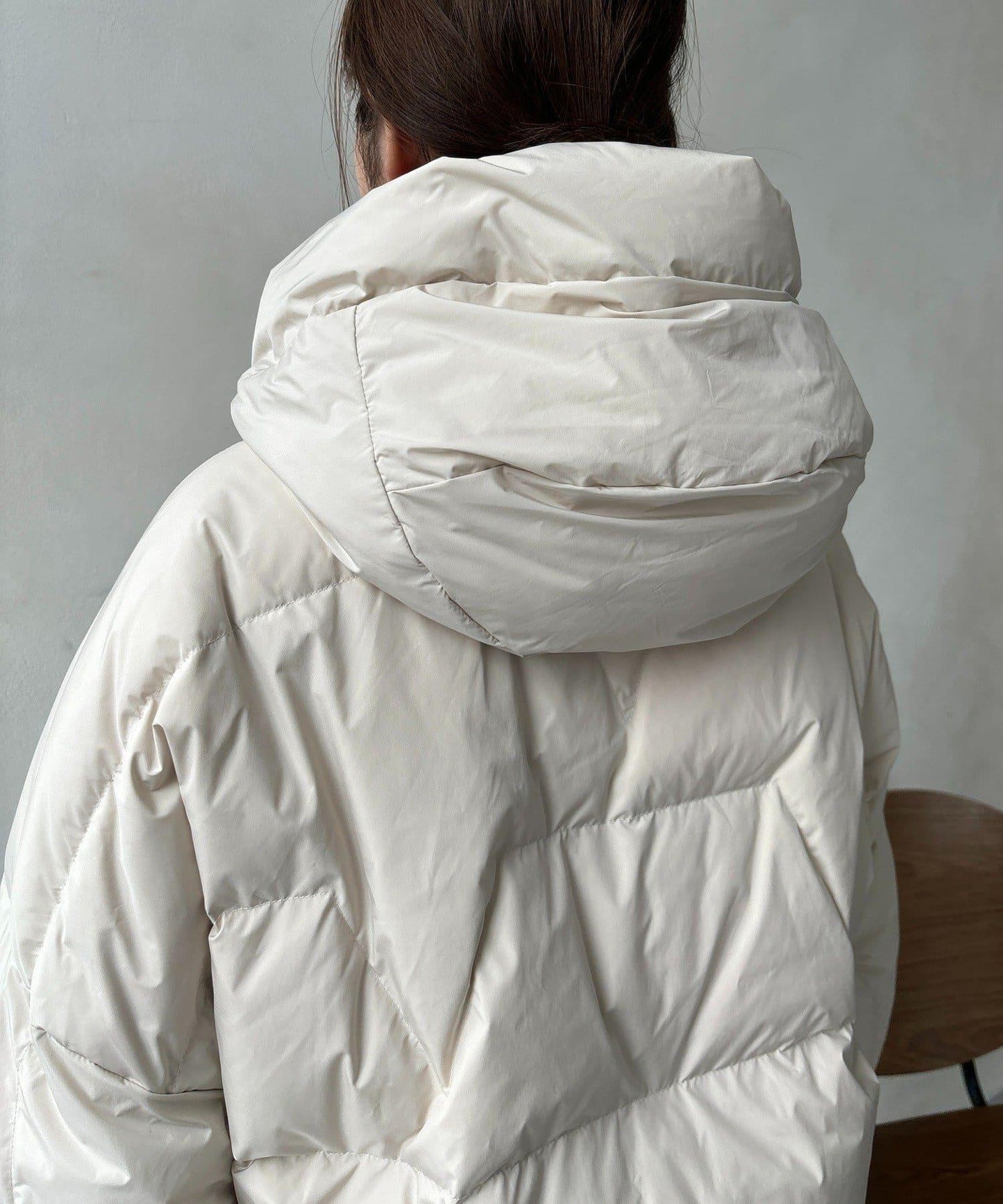 仿麂皮拼接羽絨服