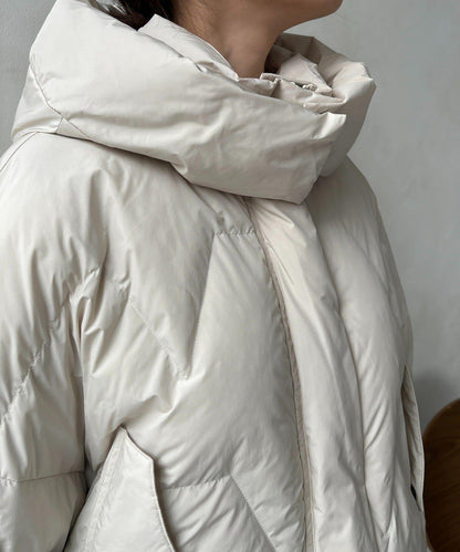 仿麂皮拼接羽絨服