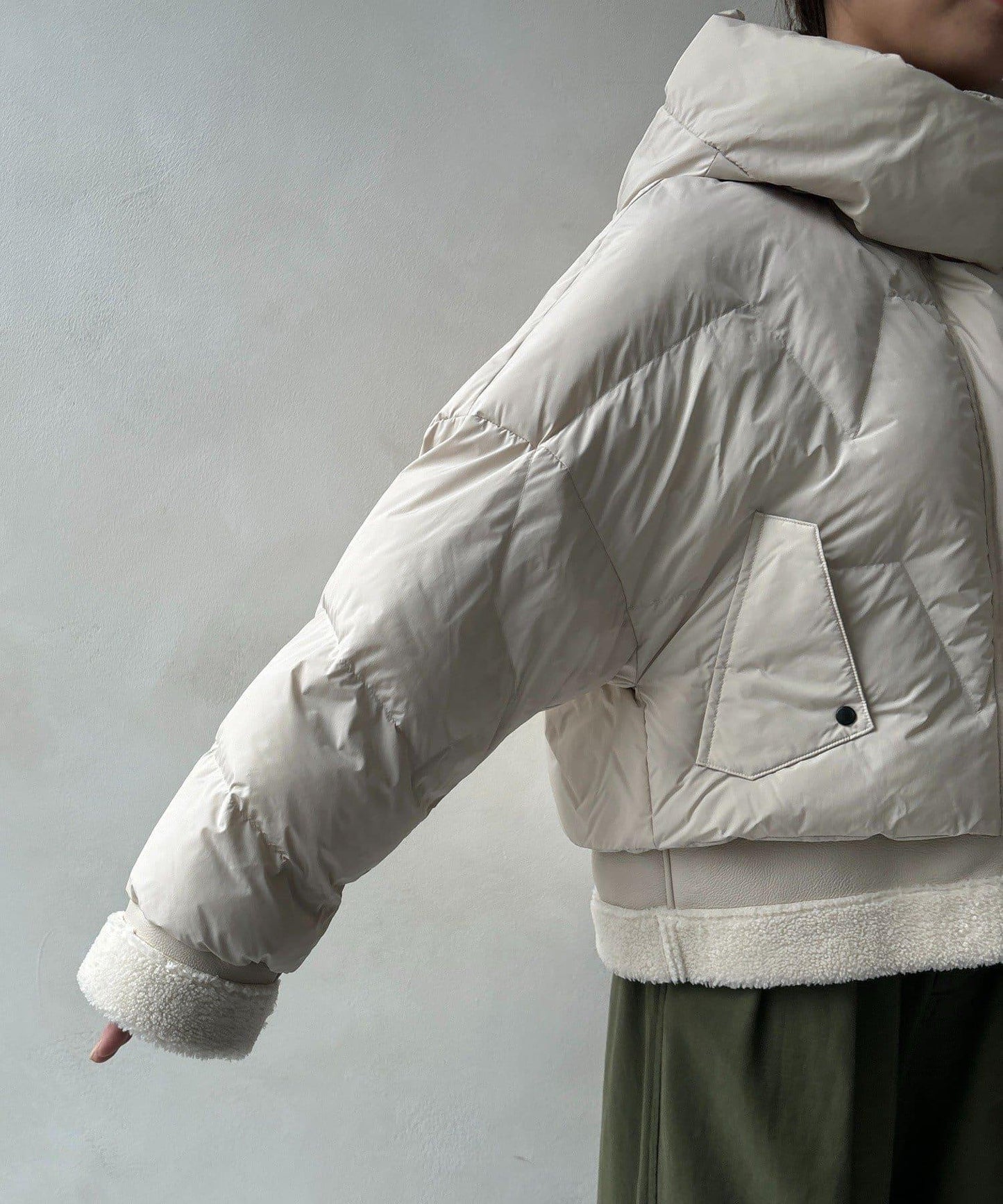 仿麂皮拼接羽絨服