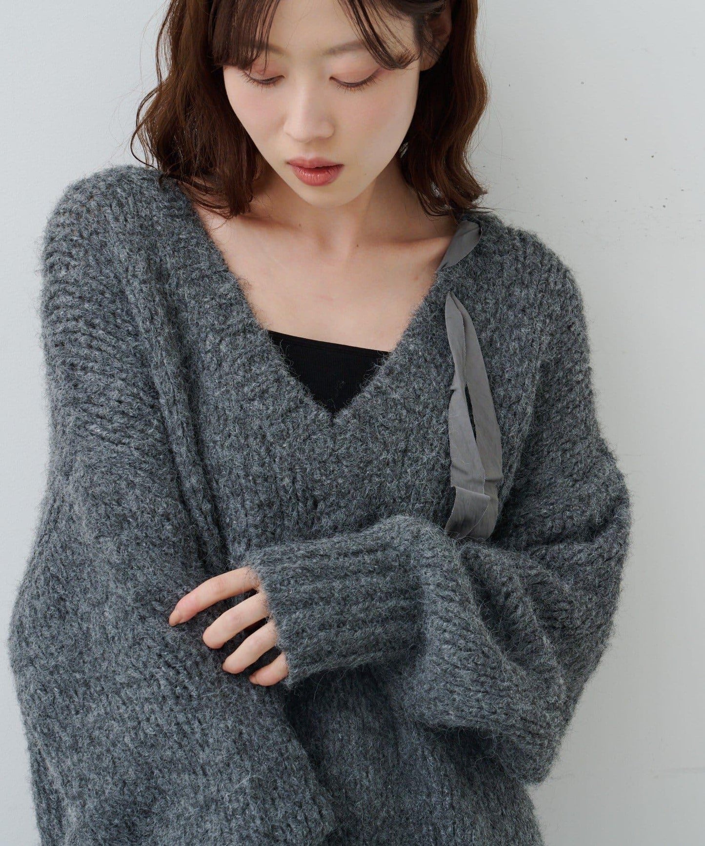 蝴蝶結帶裝飾針織衫