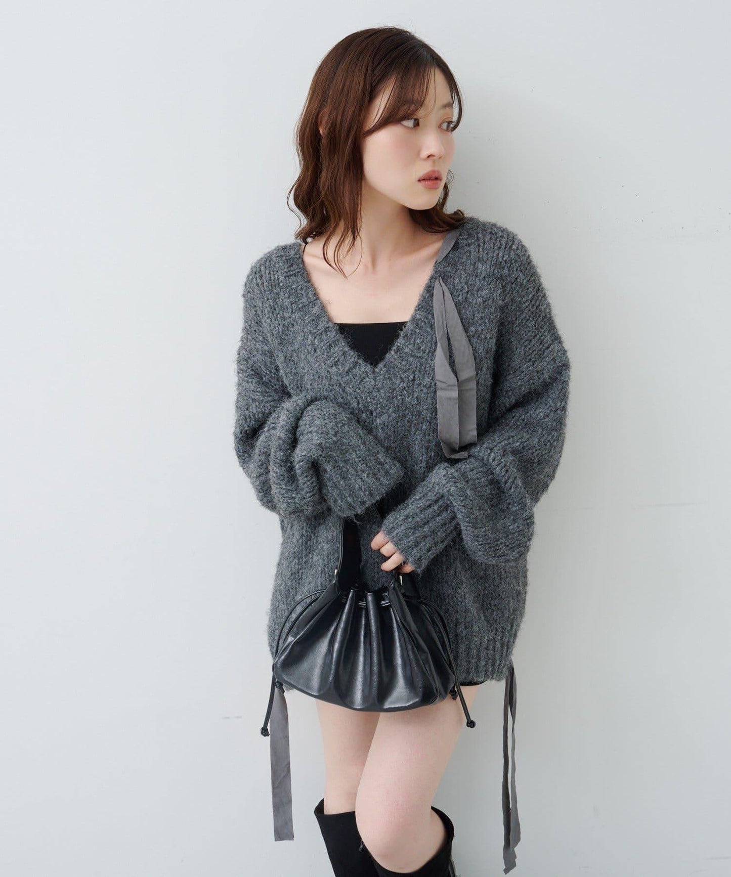 蝴蝶結帶裝飾針織衫