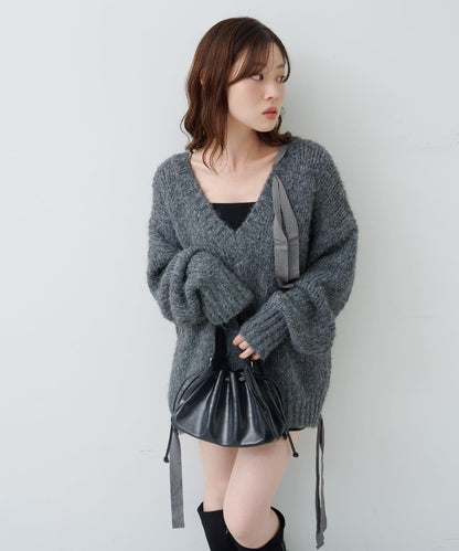 蝴蝶結帶裝飾針織衫