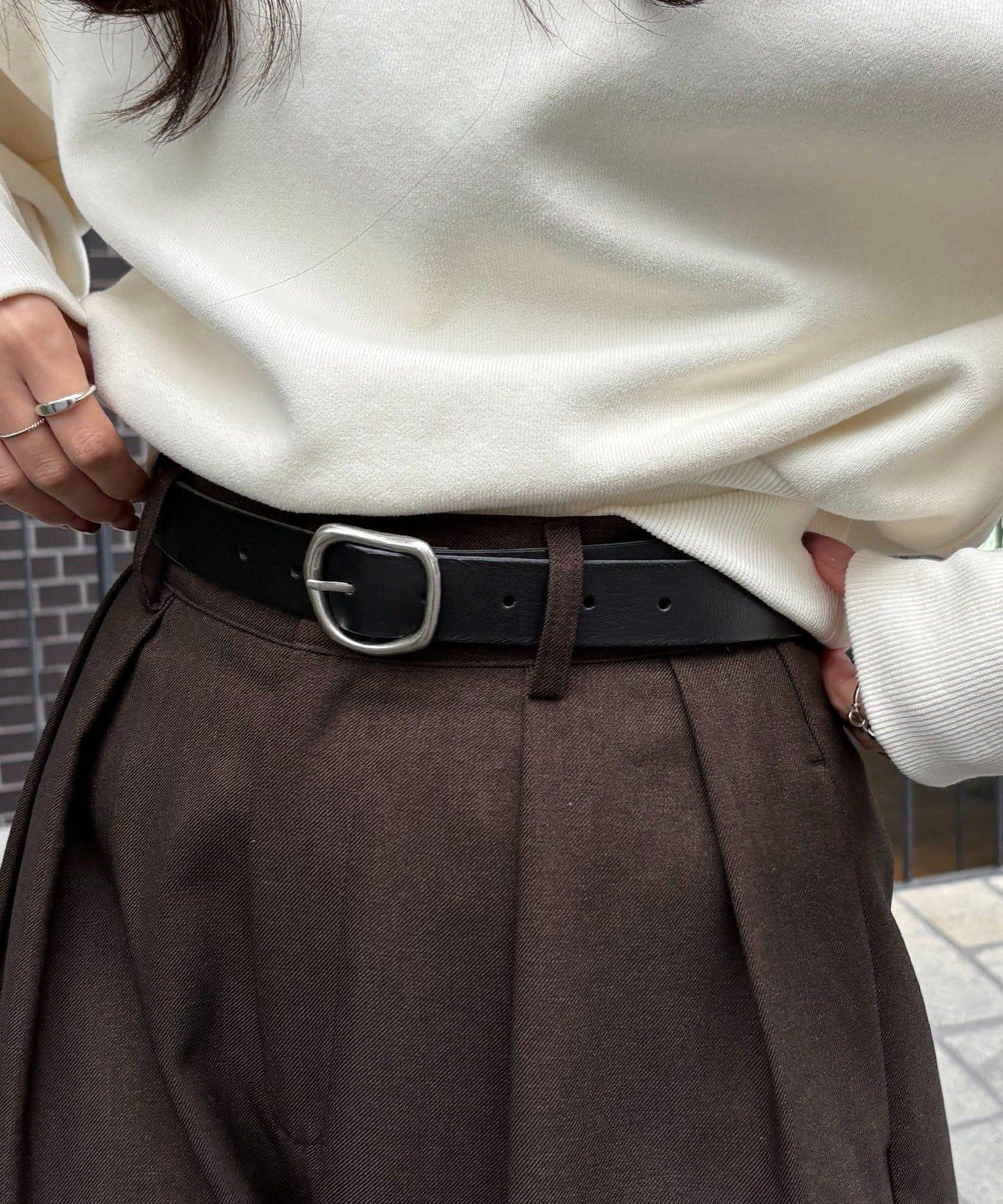 質感釦環細腰帶