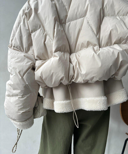 仿麂皮拼接羽絨服