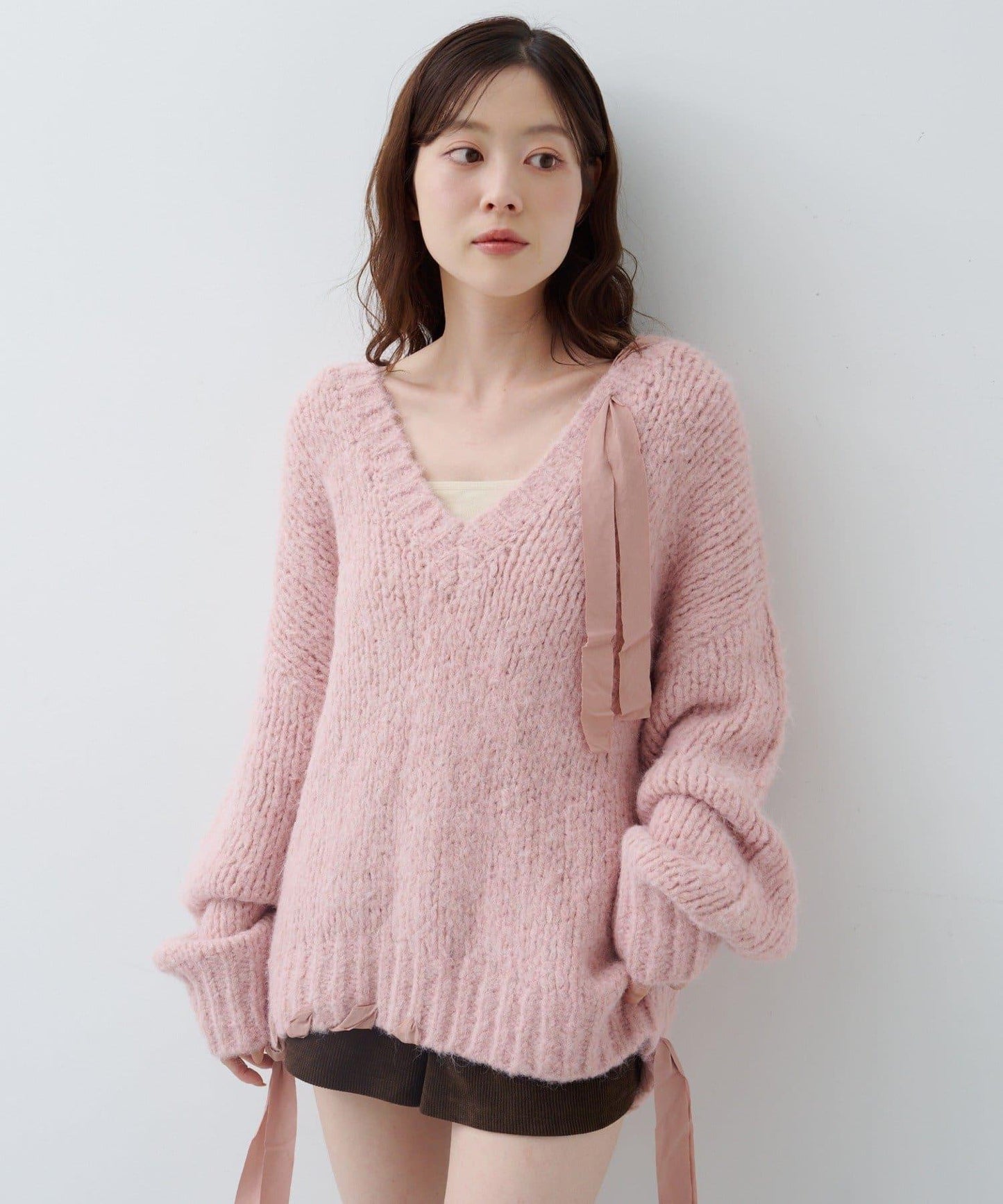 蝴蝶結帶裝飾針織衫