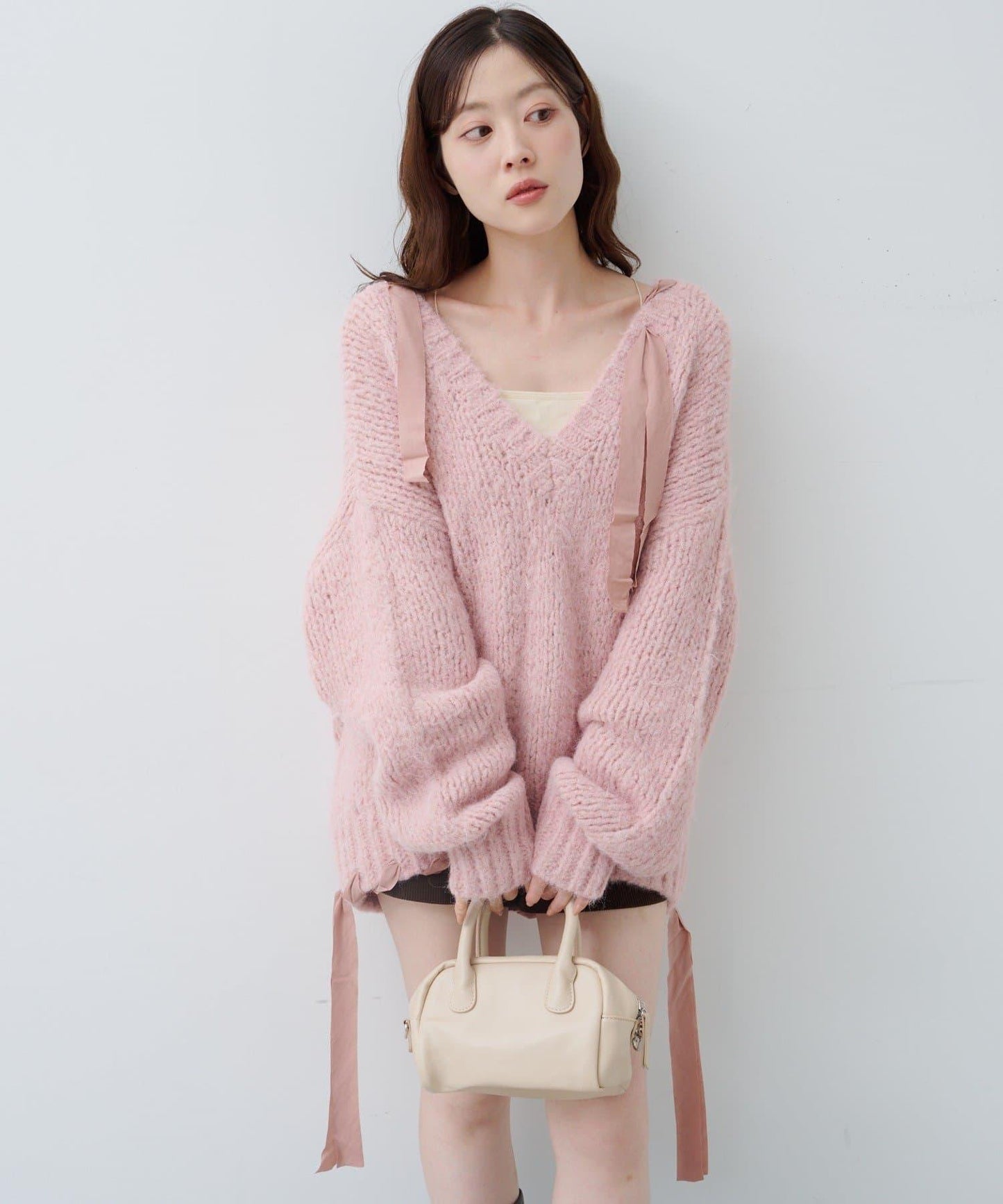 蝴蝶結帶裝飾針織衫