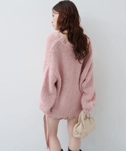 蝴蝶結帶裝飾針織衫