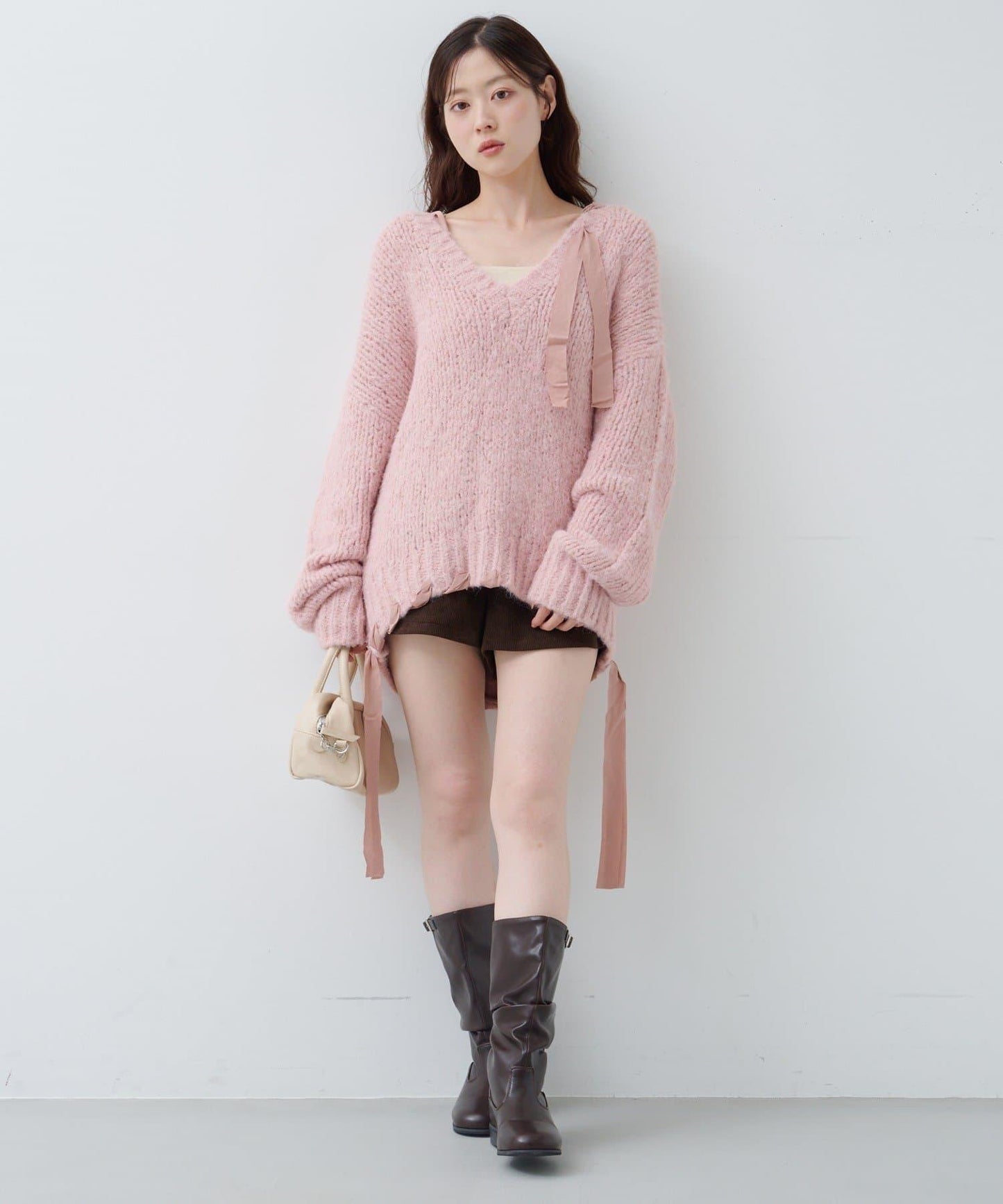 蝴蝶結帶裝飾針織衫