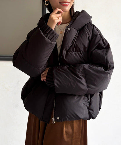 褶皺高領短款羽絨服