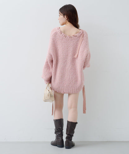 蝴蝶結帶裝飾針織衫