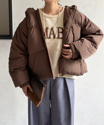 褶皺高領短款羽絨服