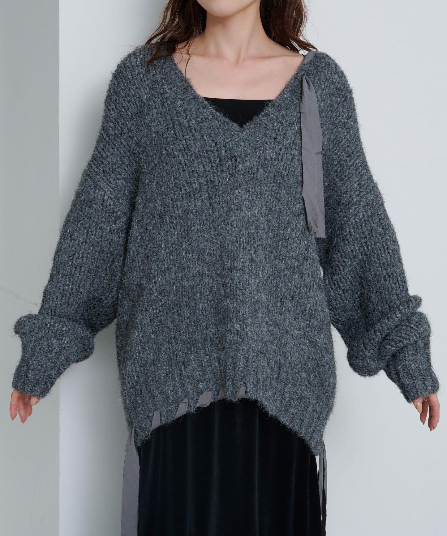 蝴蝶結帶裝飾針織衫