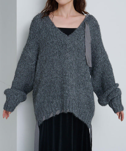 蝴蝶結帶裝飾針織衫