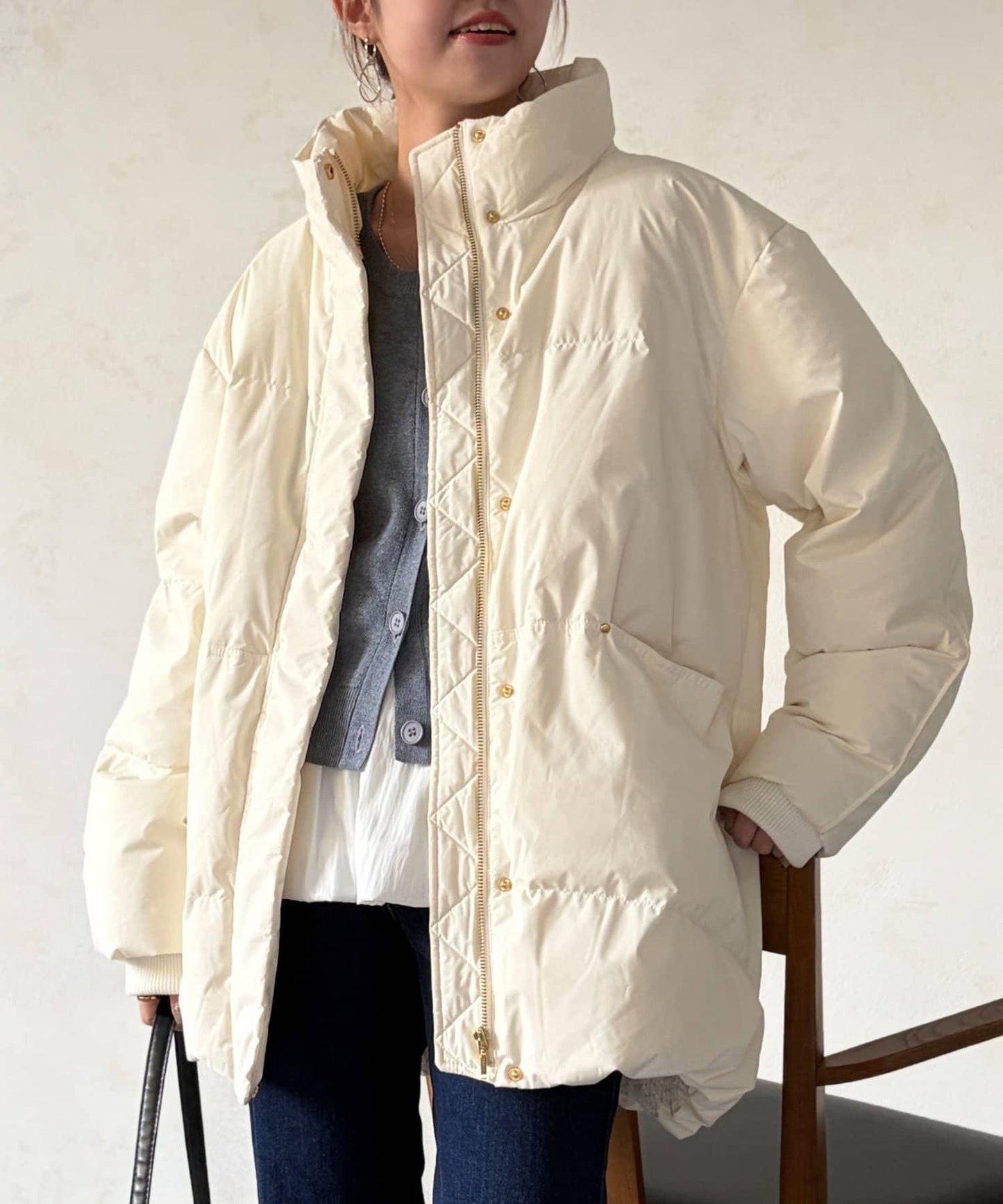 高領中款羽絨服