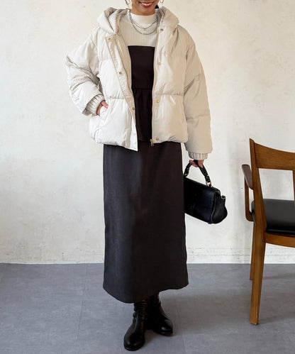 褶皺高領短款羽絨服