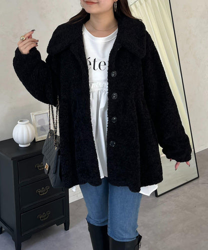 荷葉邊羊羔絨大衣