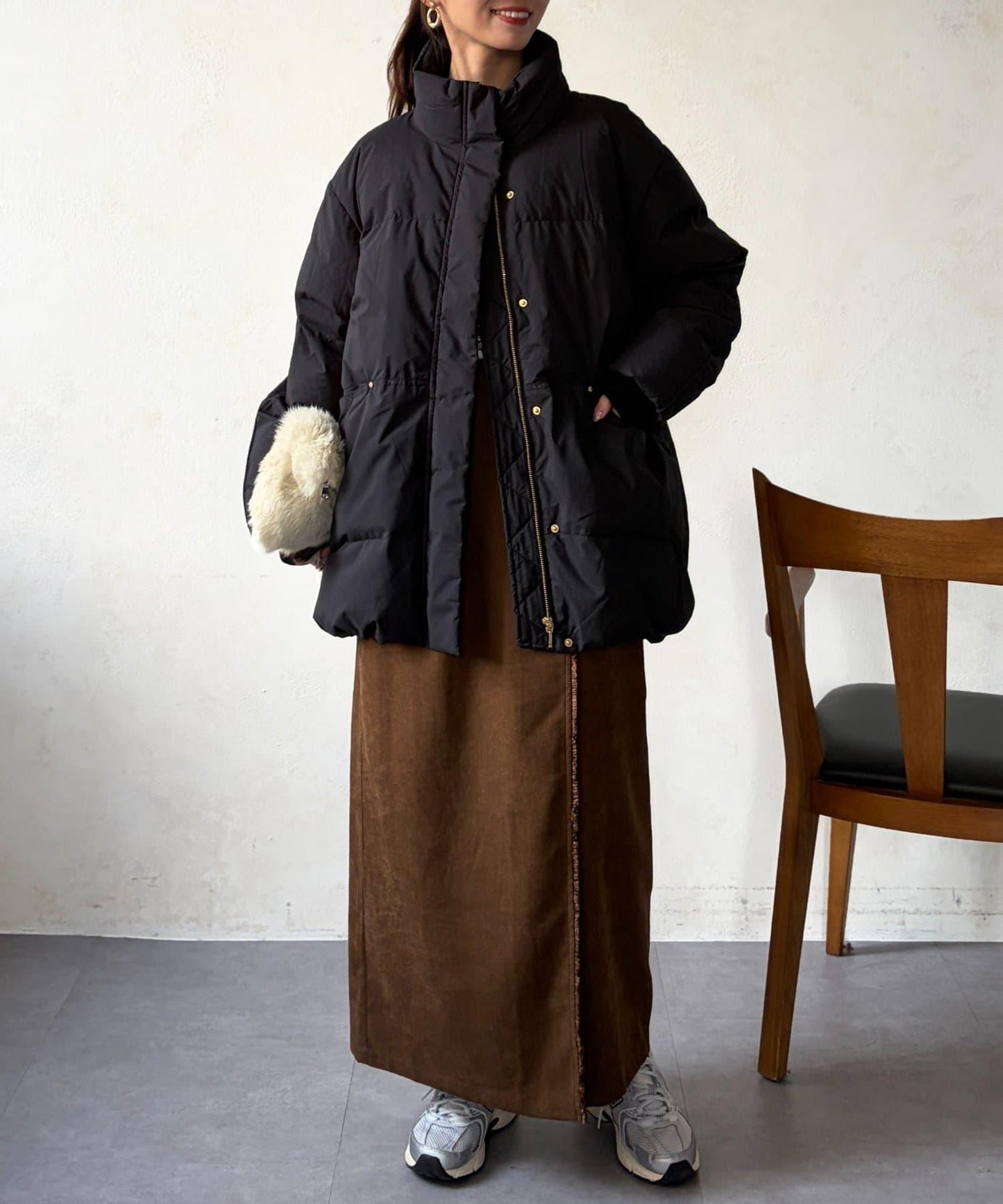 高領中款羽絨服