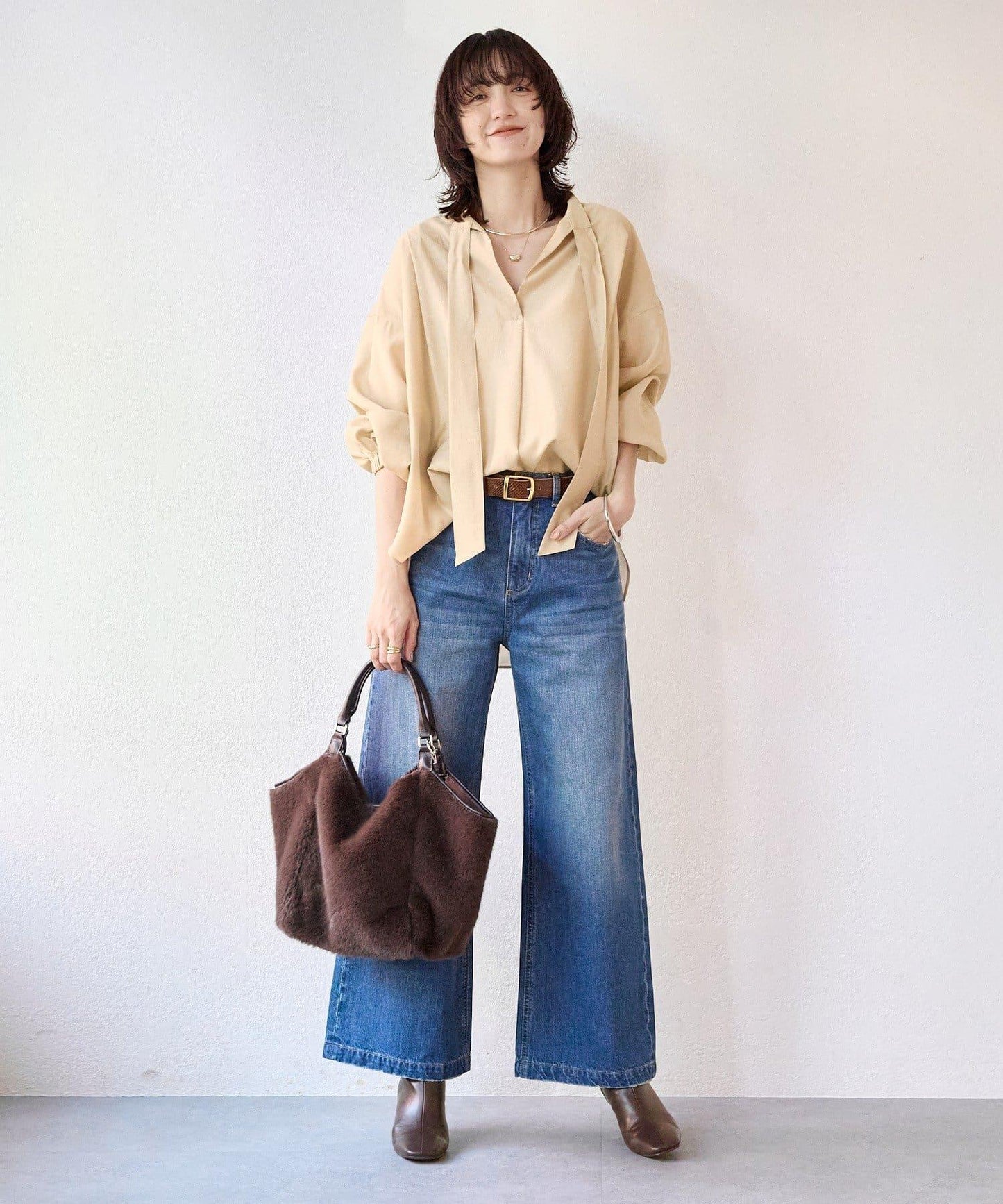 【時尚感十足】寬鬆喇叭牛仔褲