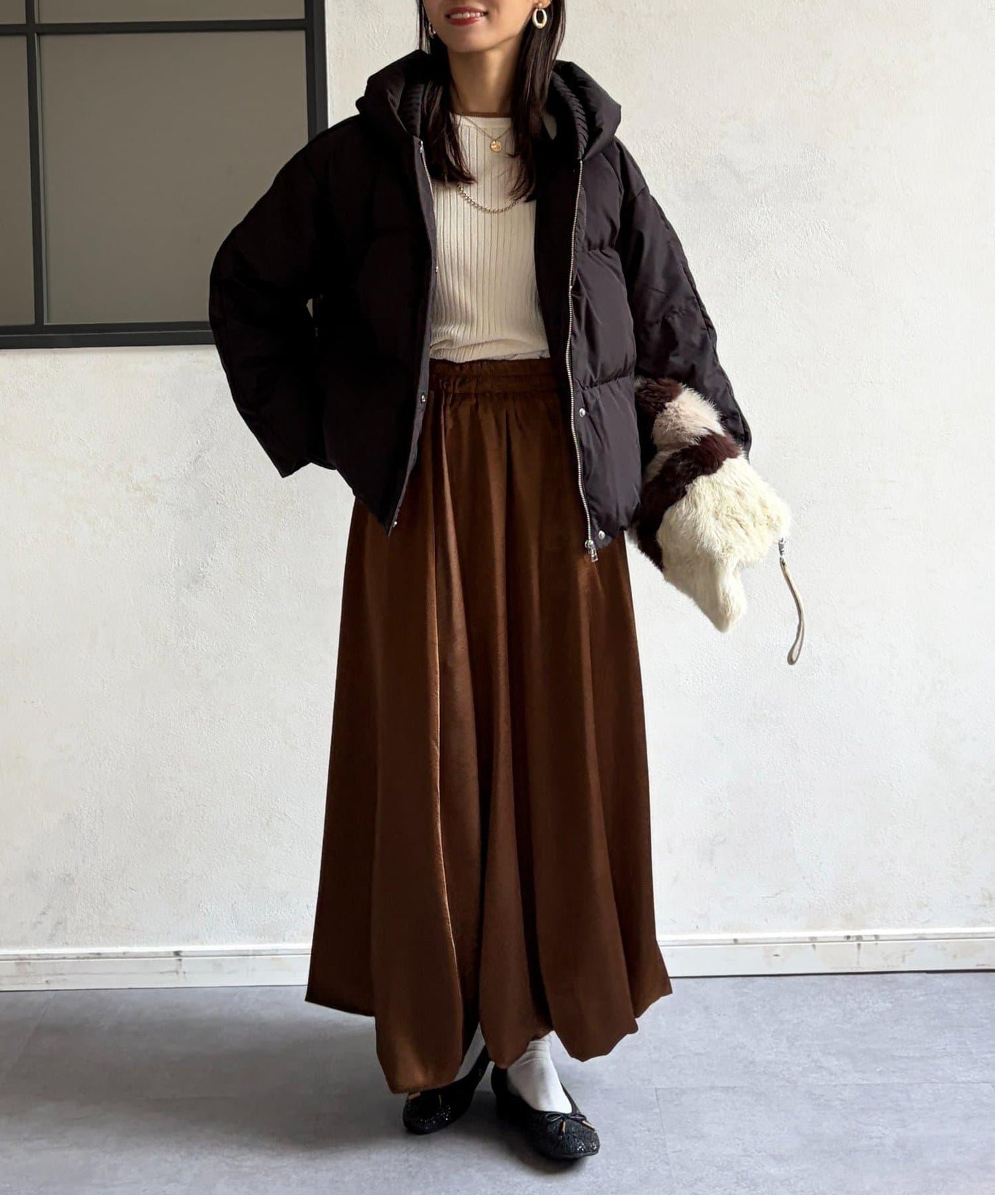 褶皺高領短款羽絨服