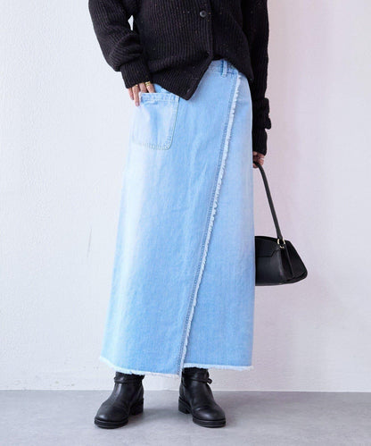 【MONN.:.(モン)】包裹式牛仔半身裙