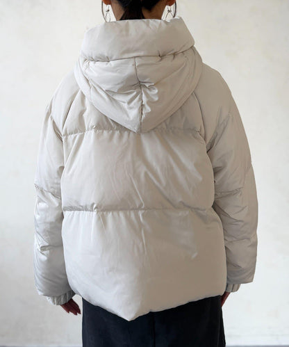 褶皺高領短款羽絨服