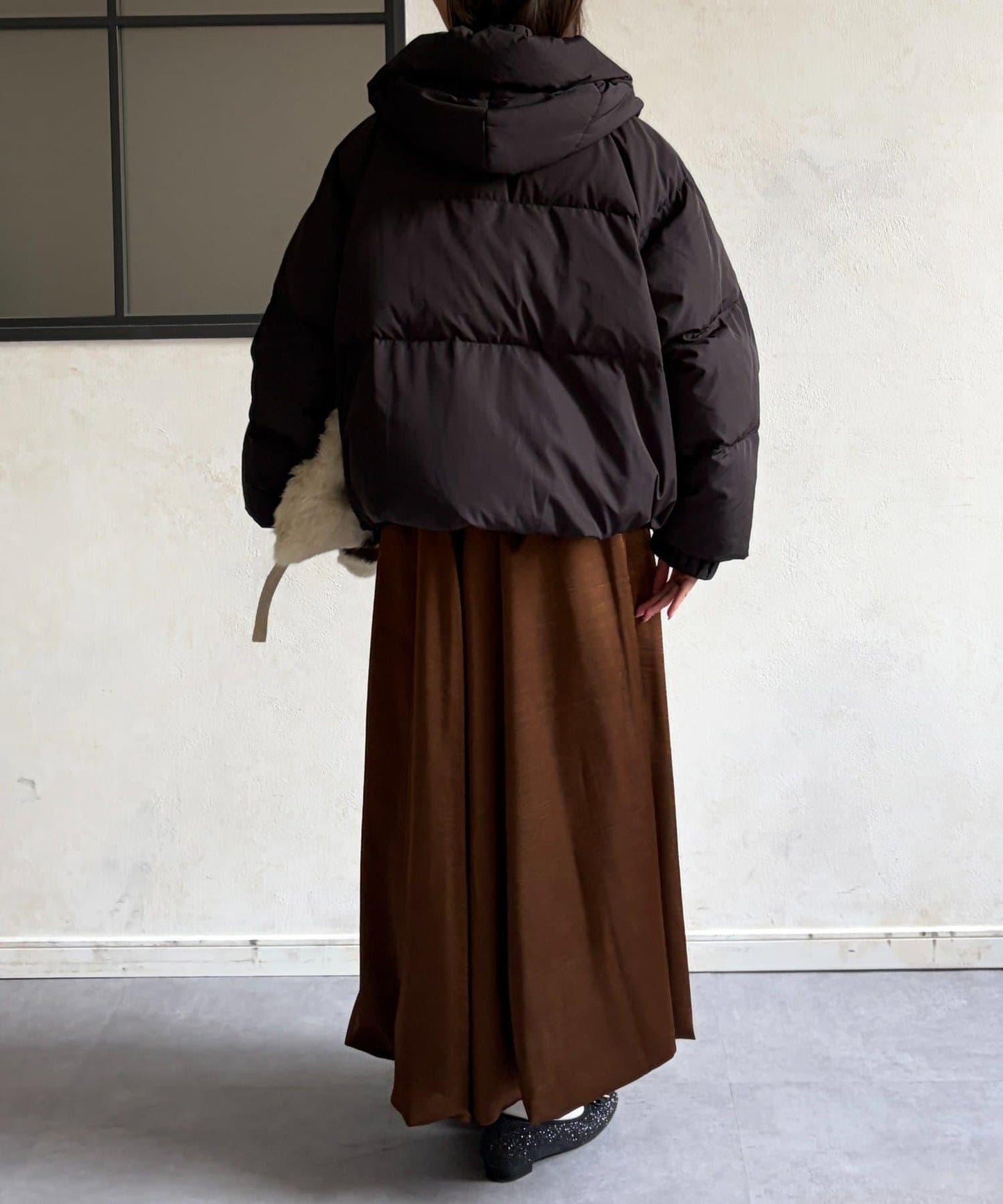 褶皺高領短款羽絨服