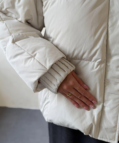 褶皺高領短款羽絨服