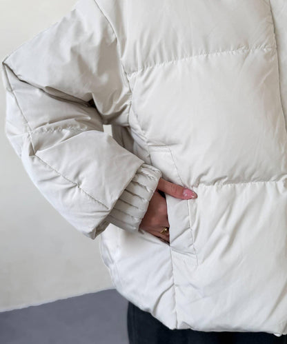 褶皺高領短款羽絨服