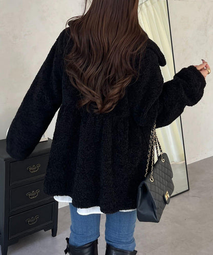 荷葉邊羊羔絨大衣