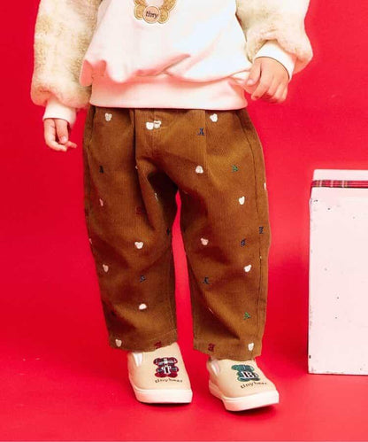 tiny bear 刺繡長褲 10分丈