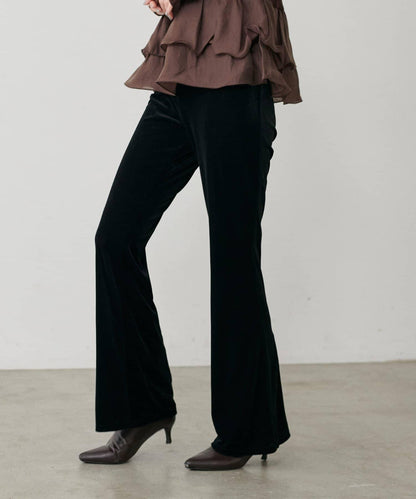 美腿修身柔軟天鵝絨長褲